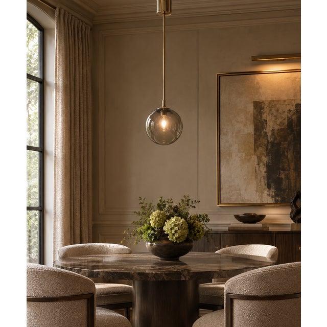 Brown Uno Polished Brass Smoky Globe Pendant by Fabio LTD For Sale - Image 8 of 8