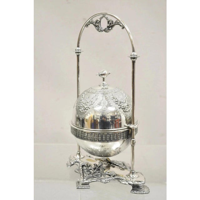 Antique Meriden Co Victorian Silver Plated Round Dome Covered Butler Butter Dish For Sale - Image 12 of 17