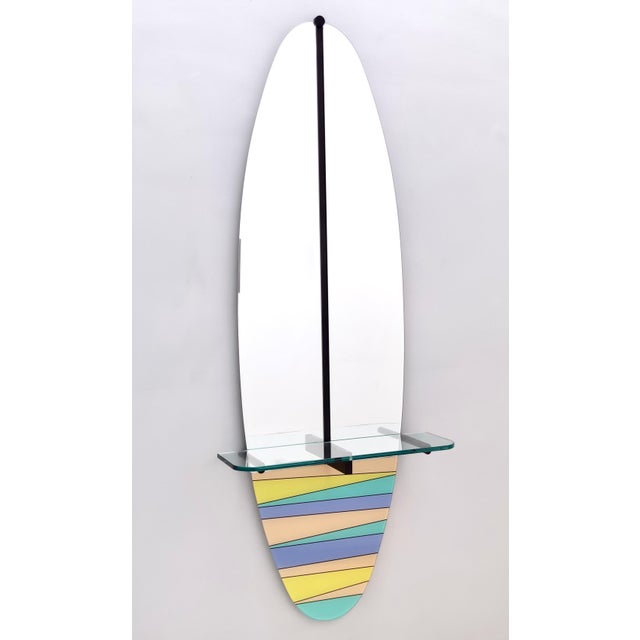 1980s Vintage Wall-Mounted Entryway Mirror and Console Table with Glass Top, 1980s For Sale - Image 5 of 17