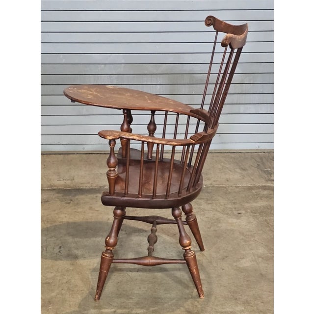 Dr Dimes Windsor Style Desk Writing Arm High Back Chair Bench Made New Hampshire For Sale - Image 10 of 12
