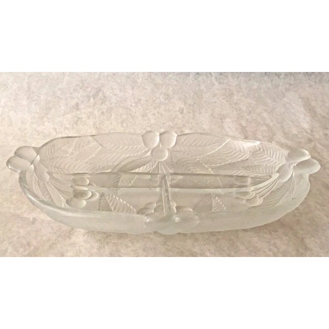 Traditional Cherry Blossom Frosted Divided Dish For Sale - Image 3 of 4