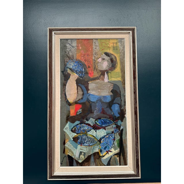 Bertil Wahlberg, Fishmonger, 1960s, Oil Painting on Canvas, Framed For Sale - Image 16 of 16