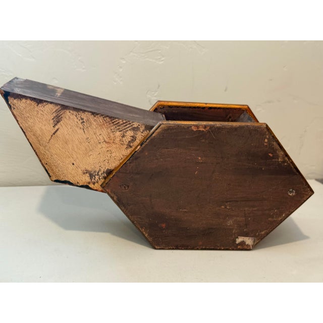 Early 20th Century Vintage Hexagonal Hand Painted Wooden Indian Box Hidden Compartments For Sale - Image 5 of 12