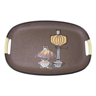 1960s Japanese Tilso Serving Tray With Hand Painted Decor For Sale