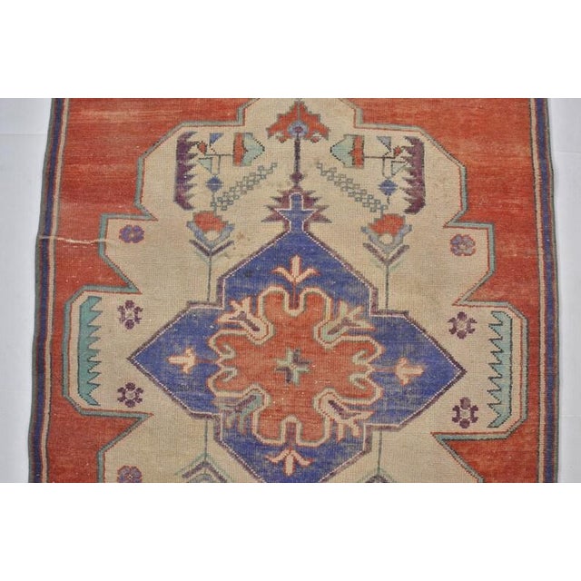 Textile Red & Blue Vintage Floor Rug For Sale - Image 7 of 10