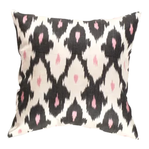 Contemporary Black Decorative Accent Ikat Pillow