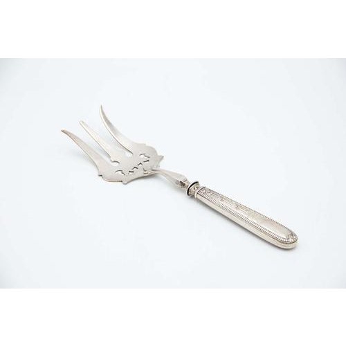 Fish Serving Fork in Silver with Relief on the Handle For Sale - Image 4 of 4