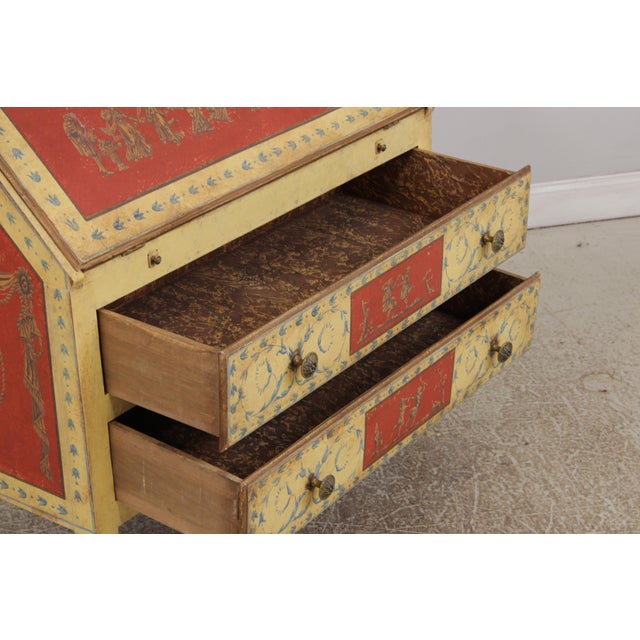 Vintage Italian Neoclassical Paint Decorated Secretary Desk For Sale In Philadelphia - Image 6 of 18