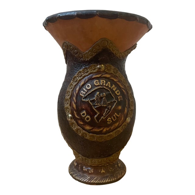 Vintage Hand-Crafted Brazilian Porongo Gourd Mate Cuia For Sale