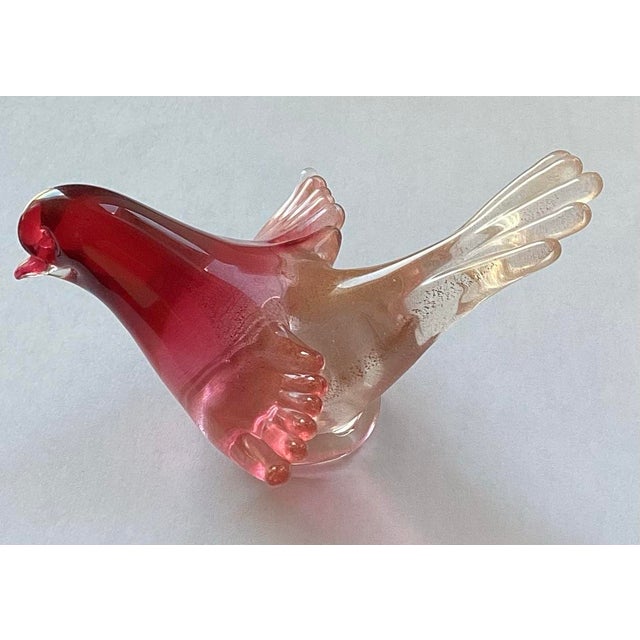 Murano Red With Gold Flakes Bird Attraction to Barbini For Sale - Image 12 of 12