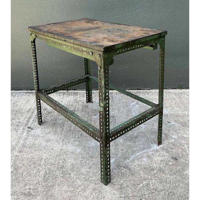 Vintage Industrial Metal and Wood Workbench Table For Sale - Image 11 of 12
