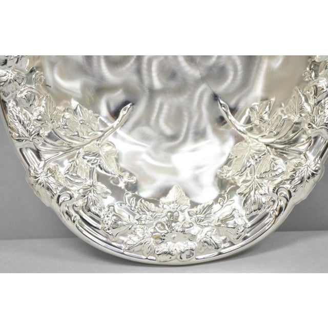 Victorian Vintage WMF Germany Ikora Silver Plated Brass Floral Repousse Nut Dish Bowl For Sale - Image 3 of 16
