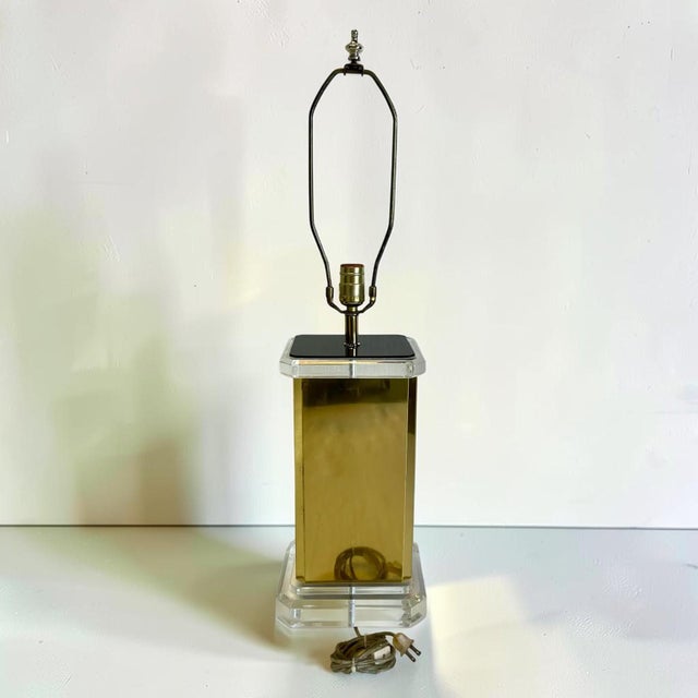 Brass and Lucite Table Lamp For Sale - Image 4 of 7