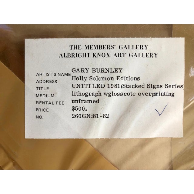1980s Gary Burnley, Lithograph w Gloss Overprinting Stacked Signs Post Modern 80s Memphis Milano Era, 1981 For Sale - Image 5 of 6