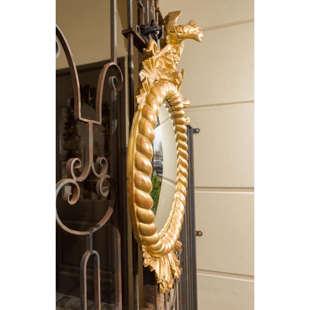 English Carved Giltwood Convex Mirror with Mythical Creatures, circa 1840 For Sale - Image 11 of 11