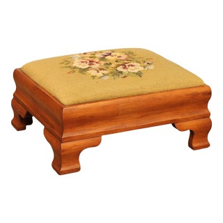 Empire Style Antique Needlepoint Footstool For Sale