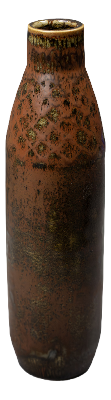 Bottle Vase in Mottled Brown Glazed Stoneware by Carl-Harry Stålhane for Rörstrand, Sweden, 1960