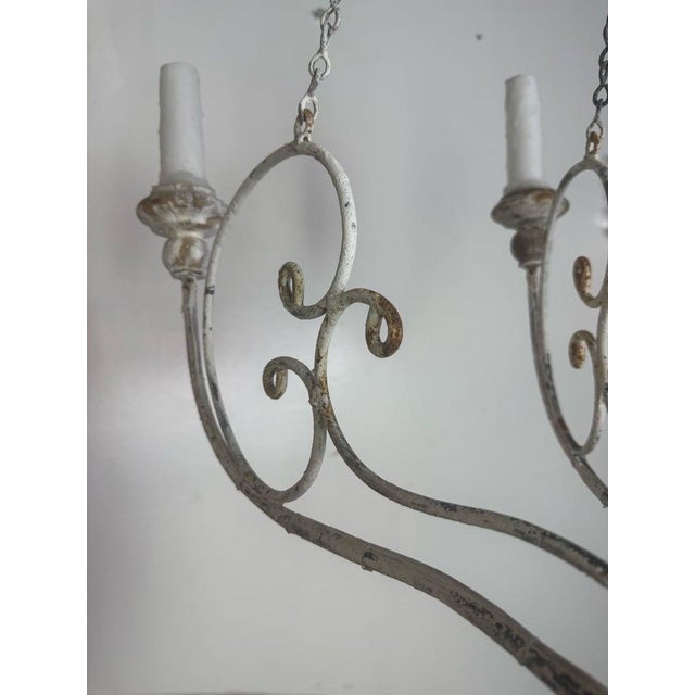 Iron Chandelier With Distressed Whitewash Finish by Miamar Home For Sale - Image 11 of 12