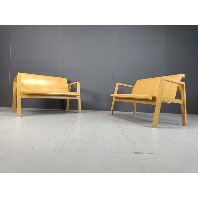 Mid-Century Plywood Benches by Alvar Aalto, 1960, Set of 2 For Sale - Image 6 of 13
