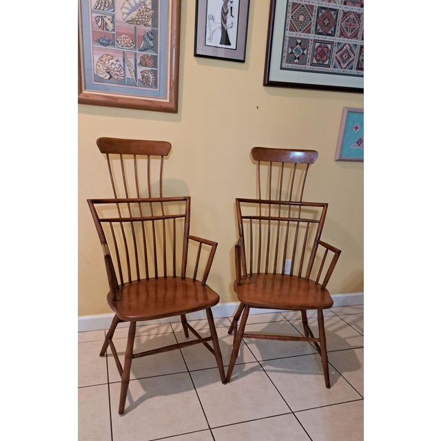 Pair Curtis Products Solid Maple Windsor Armchairs Comb Back Ashburnham MA Vintage Pair of vintage Curtis Products Windsor...