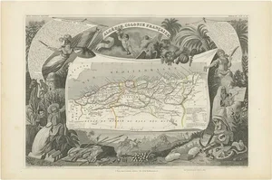 Antique Map of the French Colony of Algeria attributed to V. Levasseur, 1854