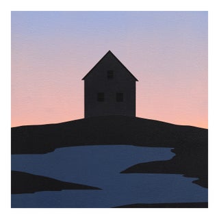 After the Sun - Moody Serene Sunset Landscape Acrylic Painting on Panel Original Artwork by Mike Gough For Sale