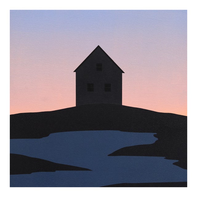 After the Sun - Moody Serene Sunset Landscape Acrylic Painting on Panel Original Artwork by Mike Gough For Sale