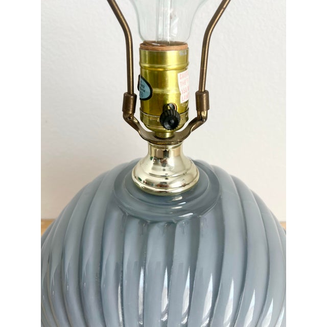 Gray Vintage 80s Deco Revival Gray Cased Glass Table Lamp For Sale - Image 8 of 12