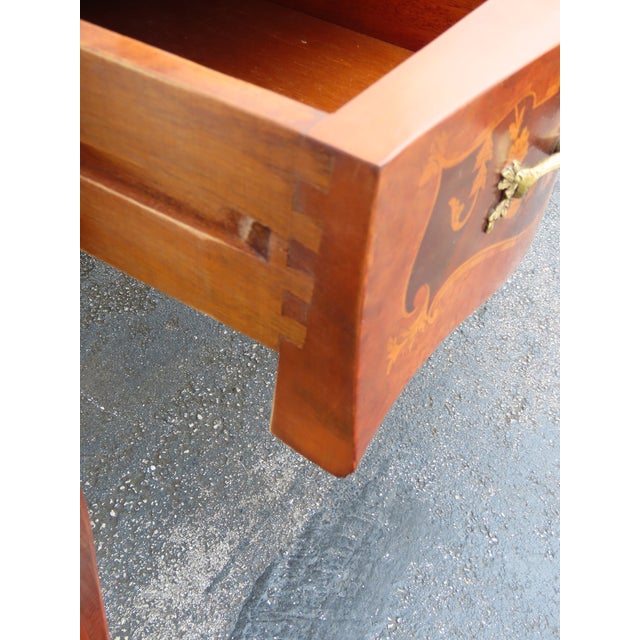 Wood French Italian Inlay and Bronze Accent Desk and Chair 6340 For Sale - Image 7 of 18