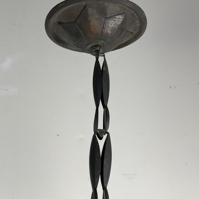 1920s Patinated Bronze and Faceted Glass Art Deco Light in the Style of Adolf Loos For Sale - Image 4 of 6