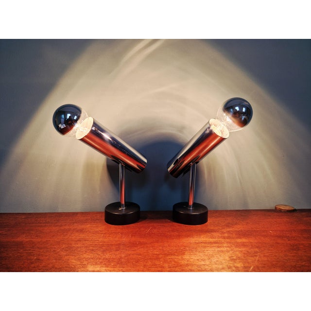 Pair of articulated wall sconces in tubular chrome-plated metal, produced by the german manufacturer staff leuchten in the...