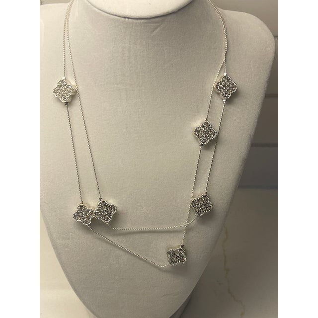 American 18" Clover Sterling Rope Done in CZs For Sale - Image 3 of 4