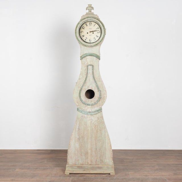 Gustavian (Swedish) 19th Century Swedish Green Mora Grandfather Clock For Sale - Image 3 of 11
