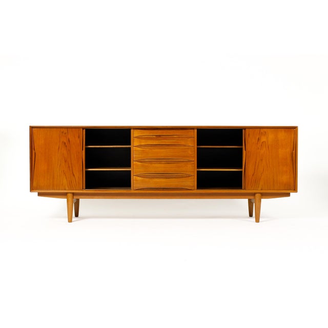 1960s 1960s Attributed to Danish Modern Mid Century Teak Credenza Sideboard — Sliding Doors — Dyrlund For Sale - Image 5 of 10