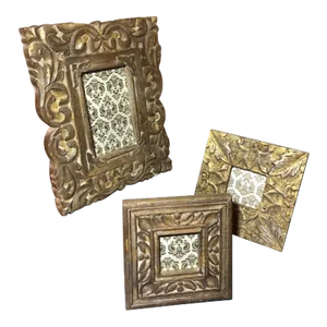 1990s Italian Carved Wood Picture Frames - Set of 3