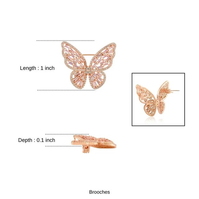 Sparkling Butterfly Brooch in 925 Sterling Silver With Rose Gold Finish For Sale - Image 11 of 15