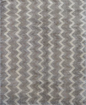 Mansour Modern Handwoven Mohair Zig Zag Rug