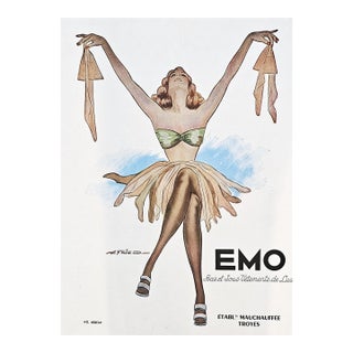 1948 Mid-Century French Lingerie Advertisement Print For Sale