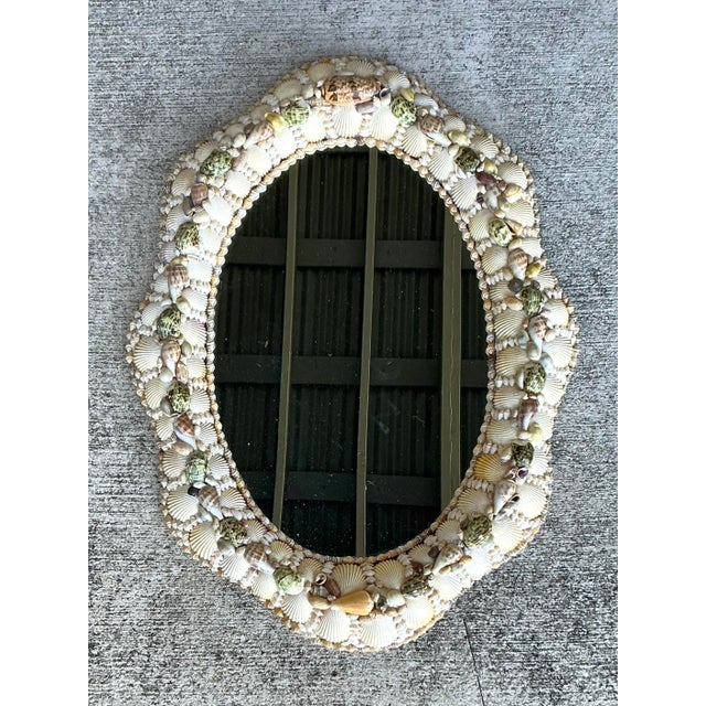 Contemporary Vintage Boho Shell Encrusted Mirror For Sale - Image 3 of 11