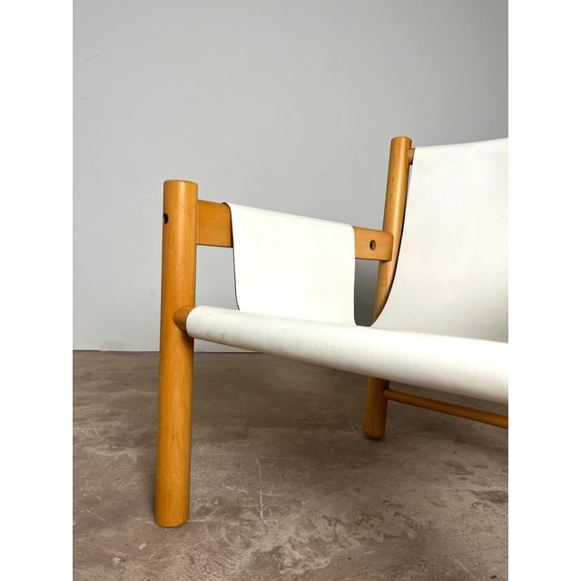 1980s Safari Armchair in White Leather by Ibisco, Italian, 1970s For Sale - Image 5 of 16