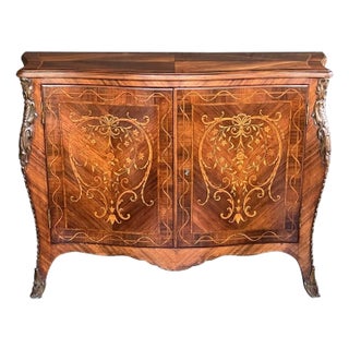 George III Style Marquetry Inlaid Rosewood Bombé Cabinet in the Manner of John Cobb For Sale