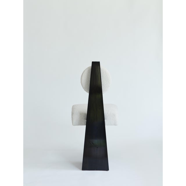 Postmodern Christian Siriano Lula Chair in Black Lacquer & Ivory Bouclé For Sale - Image 3 of 3