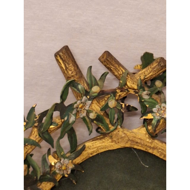 Gray Antique Portrait Miniature Oil Painting Signed Rene With Cold Painted Frame For Sale - Image 8 of 14