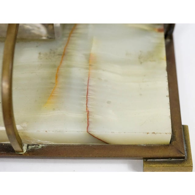 Art Deco Inkwell in Onyx, Gold Metal and Crystal Tray, 1920s For Sale - Image 6 of 9