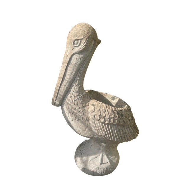 Vintage Cast Stone Pelican Garden Planter For Sale - Image 4 of 9
