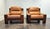 Mid-Century Modern Heavy Circa 1970 Oak and Cognac Leather French Club Chairs For Sale - Image 3 of 9
