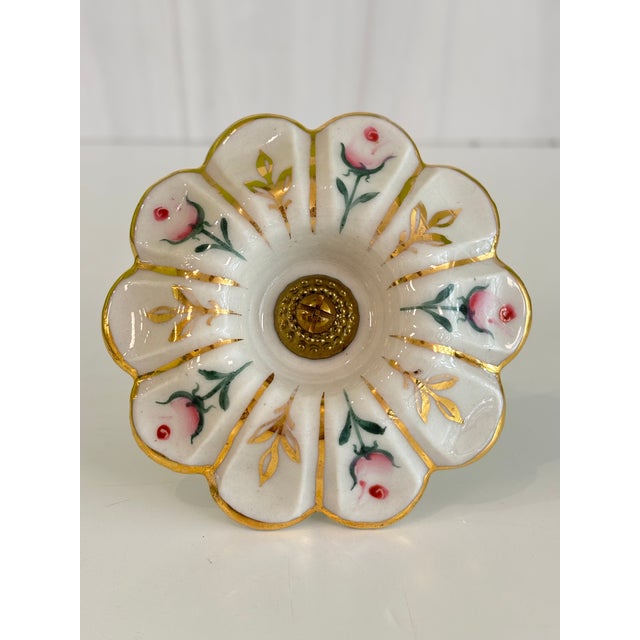 Victorian Vintage Victorian Style (Rose Motif and Gold) Porcelain Curtain Tiebacks - A Pair For Sale - Image 3 of 10