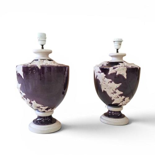 Large Kostka Floral Ceramic Vase Lamps, 1970s, Set of 2 For Sale - Image 13 of 13