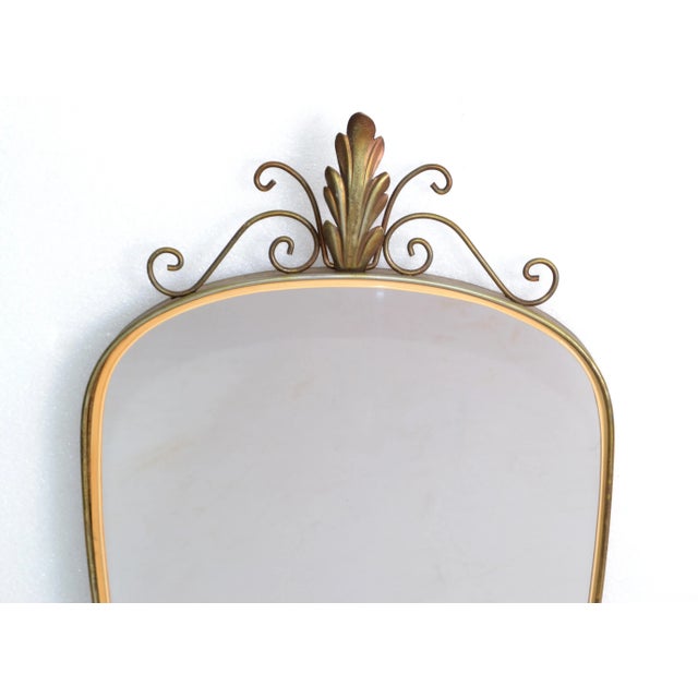 Italian Mid-Century Modern Brass Shield Mirror For Sale - Image 4 of 10