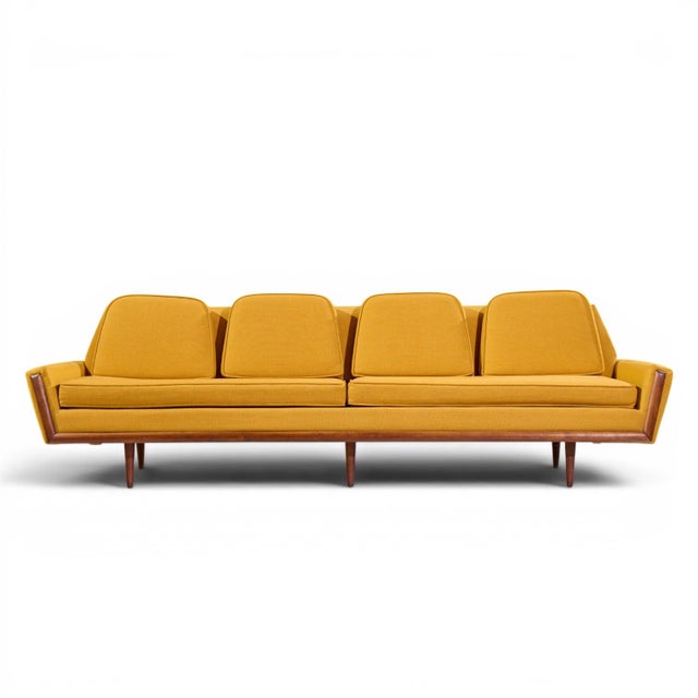 Adrian Pearsall for Craft Associates Mid Century Walnut Gondola Sofa This sofa measures: 97 wide x 33 deep x 29.5 inches...